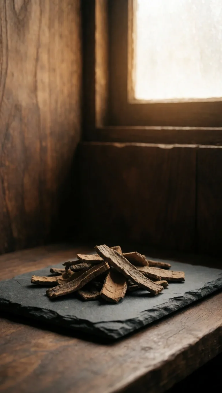 Dried root cross-section on manila card stock